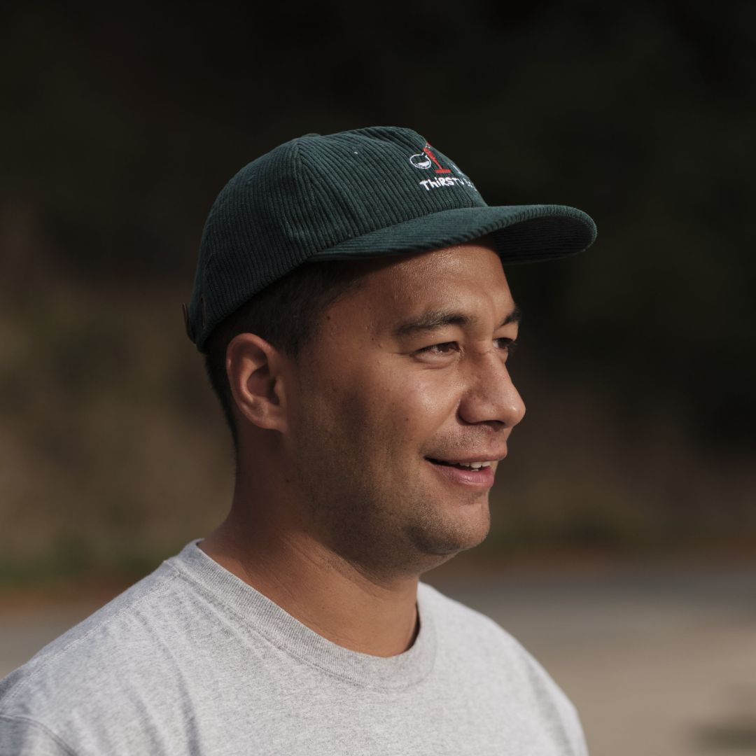 Emerald Green Sustainable Corduroy Hat NZ Model